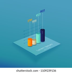 Vector template with colorful column graph and place for your data.