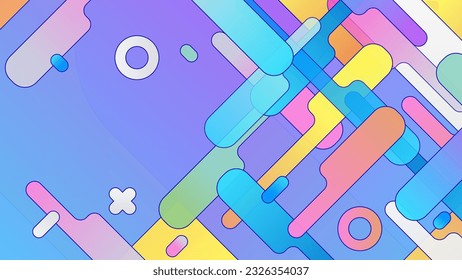 Vector template colorful pastel geometric flat shapes abstract background