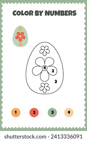 Vector template for coloring by numbers with Easter egg 