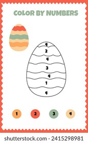 Vector template for coloring by numbers with Easter egg 