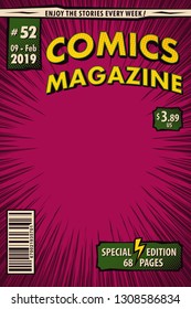 Vector template of comic magazine cover.