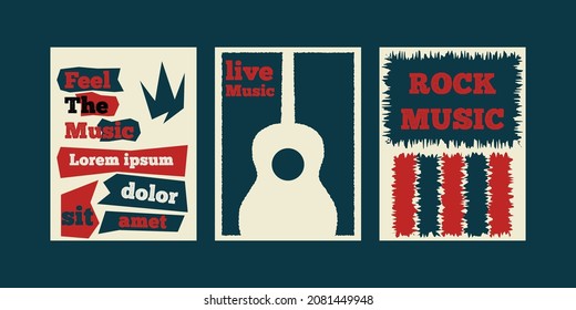 Vector template for a concert poster or flyer featuring an acoustic guitar.