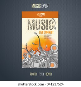 Vector template for a concert poster or a flyer featuring an live music event