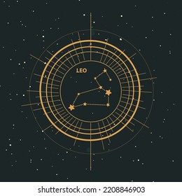 Vector template of constellations of zodiac signs for astrological, esoteric, magical sessions, magical personality research cards. Mystical tarot cards. A set of zodiac signs Aries, Taurus, Leo, Gemi