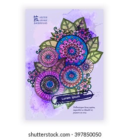 Vector template corporate identity. Business artworks with watercolor splash. Background for web, printed media design. Banner, business card, flyer, invitation, greeting card, postcard.