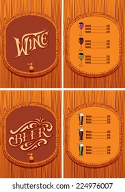 vector template for the cover of the beer and wine menu