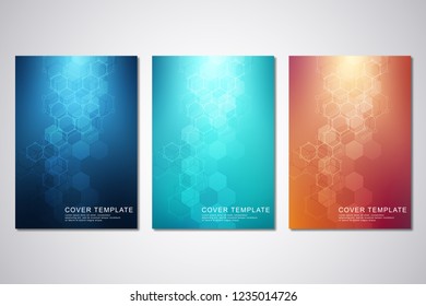 Plantilla vectorial para cubierta o folleto, con patrón hexagonal y fondo tecnológico. Textura geométrica abstracta y fondo digital de alta tecnología