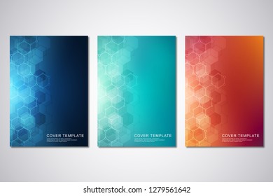 Vector template for cover or brochure, with hexagons pattern and technological background. Abstract geometric texture and hi-tech digital background