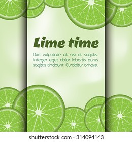 Vector template cover with a picture of green limes and place for your text