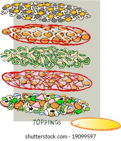 Vector template to create a pizza. Set 2.
Also the illustration of cook holding pizza is available in gallery