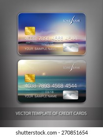 vector template credit cards with seascape