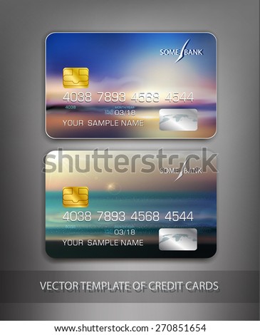 vector template credit cards with seascape