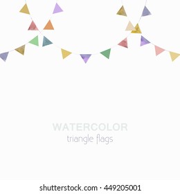 Vector template decorated with triangle flags, watercolor used
