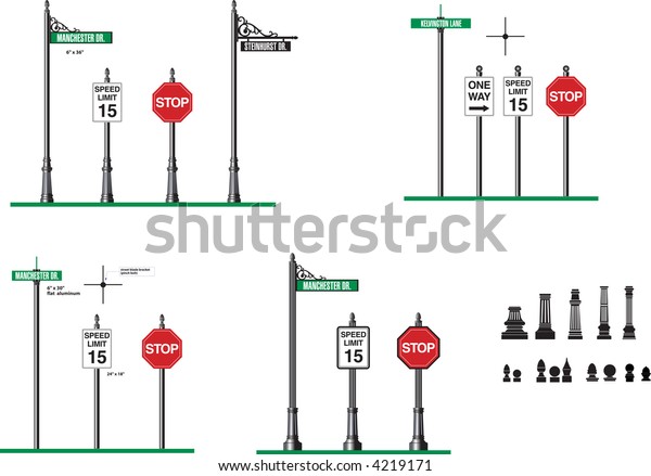 Vector Template Decorative Street Signs Stock Vector (Royalty Free) 4219171