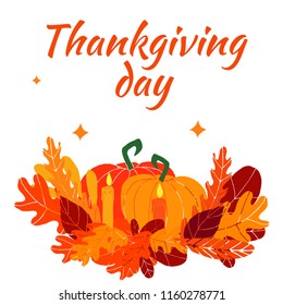 Vector template dedicated to the autumn holiday thankgiving day. Doodle design, Template for greeting cards, flyer, banner etc