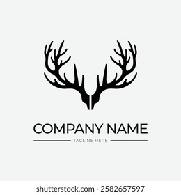 vector template deer logo with white color, deer antlers, animal antlers, logo presentation