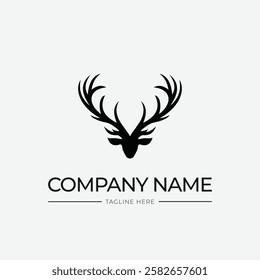 vector template deer logo with white color, deer antlers, animal antlers, logo presentation