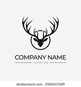 vector template deer logo with white color, deer antlers, animal antlers, logo presentation