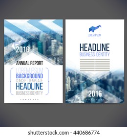 Vector template design annual report 2016, layout with colorful cityscape, space for logo and text.Design for Brochure, web sites, page, leaflet cover presentation, abstract design for layout