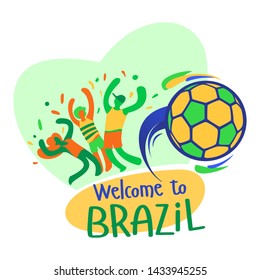 Vector template design. Brazil Football Championship 2019. Symbols, ball, kick, holiday, fans. Vector illustration of flyer, banner, advertisement.
