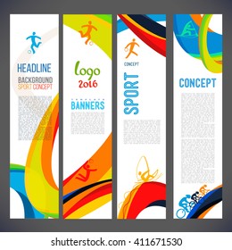 Vector template design Brochure,Flyer,Layout template,Web sites, page, leaflet with colored lines and waves.logo and text separately. Sport concept symbols.Sign Brazil 2016. info-graphics.Banners