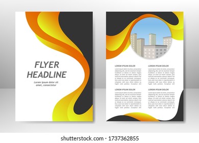 Diseño de plantilla de vectores para folletos de negocios, volante, afiche, presentación, informe anual, portada de revista. Color negro y naranja. A4