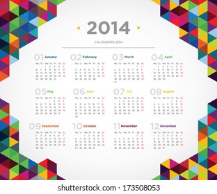 Vector template design calendar 2014 