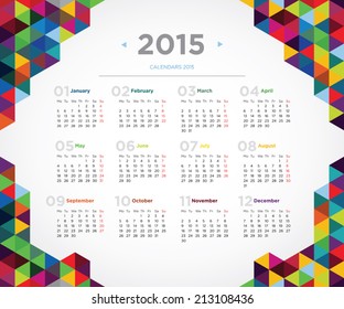 Vector template design calendar 2015