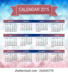 Vector template design, calendar 2015