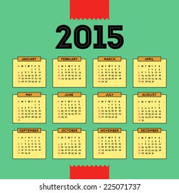 Vector template design - Calendar 2015 on green background