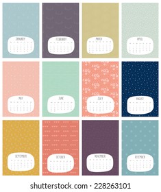 Vector template design - Calendar 2015 with simple hipster patterns