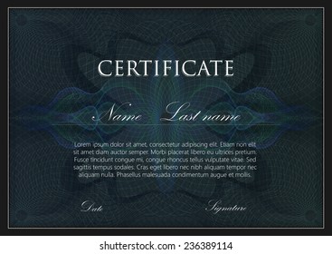 vector template design of certificate with guilloche pattern (watermarks)
