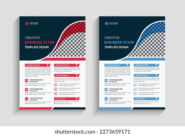 Diseño de plantilla vectorial para volante, folleto, informe anual, revista, afiche, corporativo, presentación, diseño mínimo con color azul, rosa y negro. 