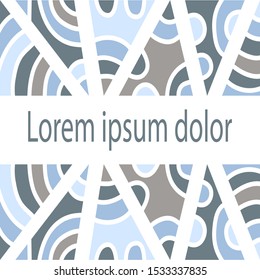 Vector template design geometric pattern of triangles , ornament. Space for text. Blue pastel colors