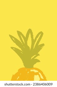 Vector template design for healthy eating cards, vegetarian food idea banner, fruity labels or cosmetic badges with pineapple drawings in naive hand-drawn style with natural crayon textures.