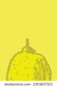 Vector template design for healthy eating cards, vegetarian food idea banner, fruity labels or cosmetic badges with lemon drawing in naive hand-drawn style with natural crayon texture. Citrus design.