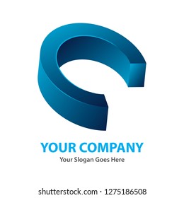 Vector template design for logo. Blue color, editable file in eps.10