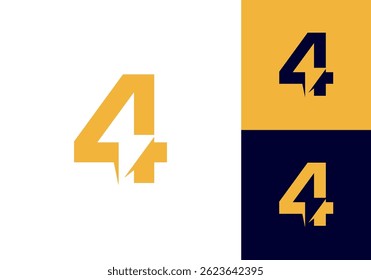 vector template design logo lightning icon number 4