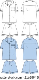 vector template for design pajamas shorts short sleeve shirts