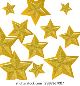 Vector Template Design of Sparkling and Shiny Gold Christmas Stars on White Background, Suitable for Celebration and Design Element Purposes