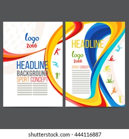 Vector template design strips of colored rings and waves collected from different colors.Concept sport brochure,Web sites,page,leaflet,logo. Sport banners with symbols of sports competitions.