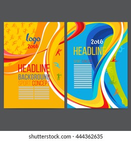 Vector template design strips of colored rings and waves collected from different colors.Concept sport brochure,Web sites,page,leaflet,logo. Sport banners with symbols of sports competitions.