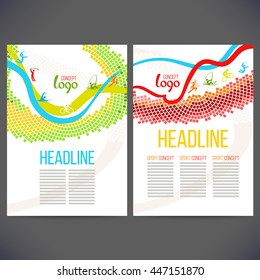 Vector template design strips of colored rings and waves.Concept sport brochure, Web sites,page,leaflet, logo concept 2016 and text separately. Sport banners with symbols of sports competitions