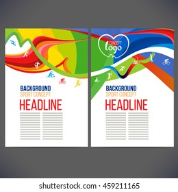 Vector template design strips of colored rings and waves.Concept sport brochure, Web sites,page,leaflet,logo concept 2016 and text separately. Banners with symbols of sports competitions