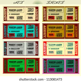 Vector template design style. Set of double tickets of various colors. EPS 10