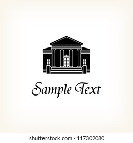 Vector template for design with vintage mansion and sample text. Illustration of retro house and place for your text