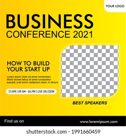 Vector template design webinar business conference 2021, modern flat style with color background