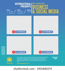 Vector template design of webinar for posts your share event on social media, flate design style with color gradient