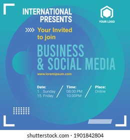Vector template design of webinar for posts your share event on social media, blend oval color gradient style