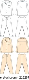 vector template for designing pajamas, trousers, long sleeves